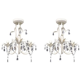 Kroonluchters kristal 2 st elegant wit 1