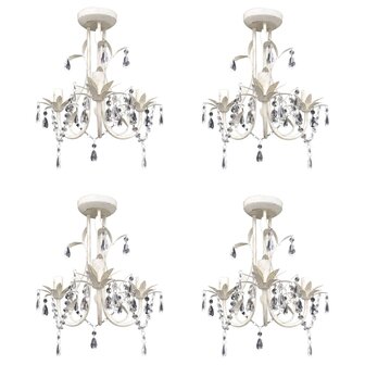 Kroonluchters kristal 4 st elegant wit  1