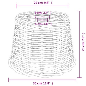 Plafondlampenkap &Oslash;30x20 cm wicker wit 6