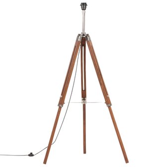 Vloerlamp driepoot 141 cm massief teakhout honingbruin en grijs 3