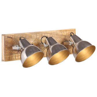 Wandlamp industrieel E27 70x23 cm mangohout zilverkleurig 1