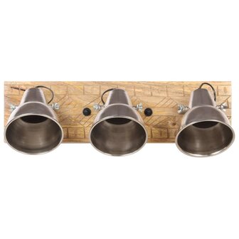 Wandlamp industrieel E27 70x23 cm mangohout zilverkleurig 4