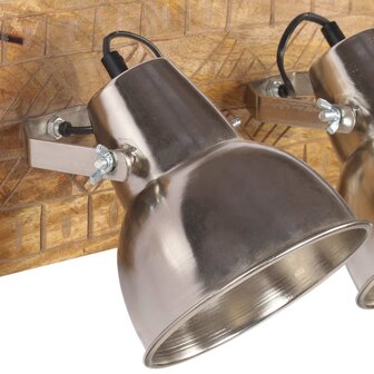Wandlamp industrieel E27 70x23 cm mangohout zilverkleurig 5