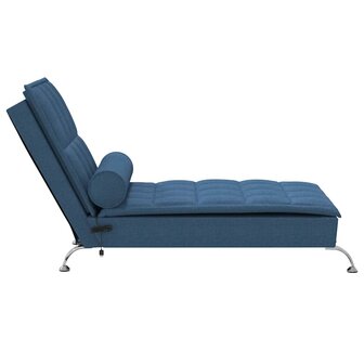 Massage chaise longue met bolster stof blauw 5