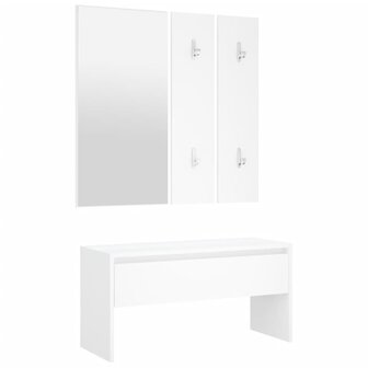 Garderobe set bewerkt hout wit 2