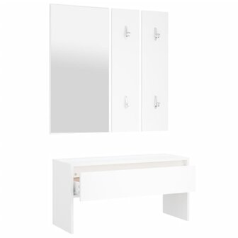 Garderobe set bewerkt hout wit 5