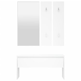 Garderobe set bewerkt hout wit 6