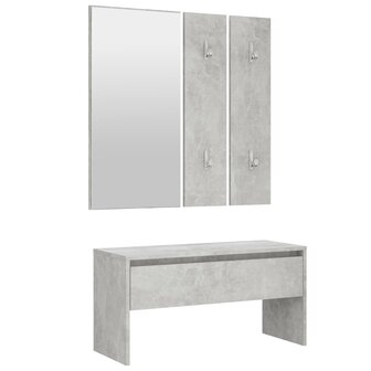 Garderobe set bewerkt hout betongrijs 2