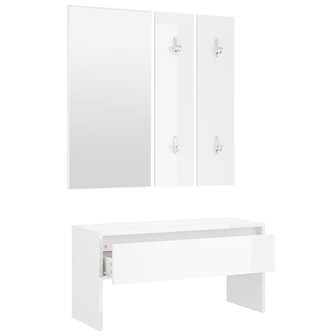 Garderobe set bewerkt hout hoogglans wit 6