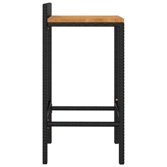 Barkrukken 2 st poly rattan en massief acaciahout zwart 5