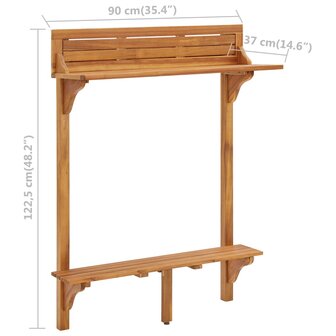 Balkonbartafel 90x37x122,5 cm massief acaciahout 9