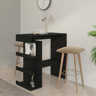 Bartafel met opbergrek 100x50x101,5 cm bewerkt hout zwart 1