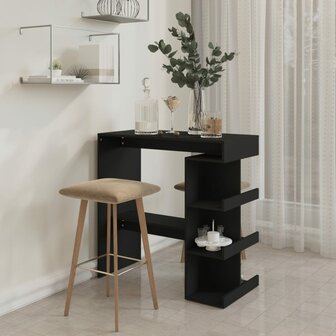 Bartafel met opbergrek 100x50x101,5 cm bewerkt hout zwart 3