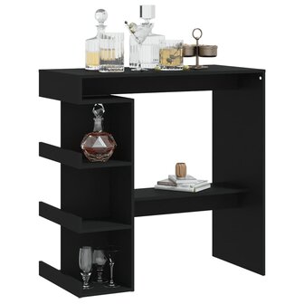 Bartafel met opbergrek 100x50x101,5 cm bewerkt hout zwart 4