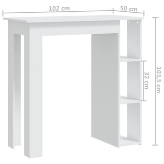 Bartafel met schap 102x50x103,5 cm bewerkt hout wit 7