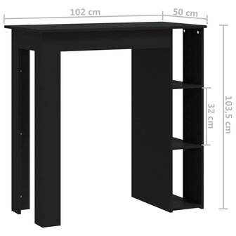 Bartafel met schap 102x50x103,5 cm bewerkt hout zwart 7