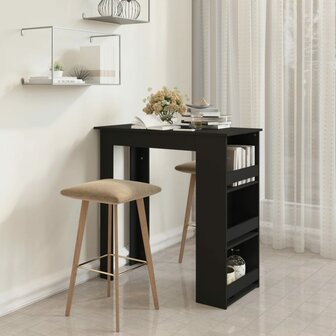 Bartafel met opbergrek 102x50x103,5 cm bewerkt hout zwart 1