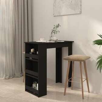 Bartafel met opbergrek 102x50x103,5 cm bewerkt hout zwart 4