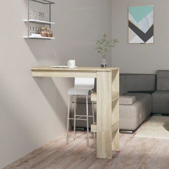 Bartafel wandgemonteerd 102x45x103,5 cm bewerkt hout eikenkleur 1