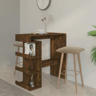 Bartafel met opbergrek 100x50x101,5 cm hout gerookt eiken 1