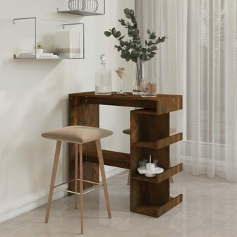 Bartafel met opbergrek 100x50x101,5 cm hout gerookt eiken 3