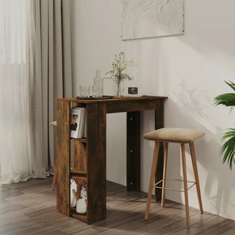 Bartafel met schap 102x50x103,5 cm bewerkt hout gerookt eiken 1