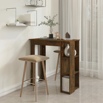 Bartafel met schap 102x50x103,5 cm bewerkt hout gerookt eiken 6