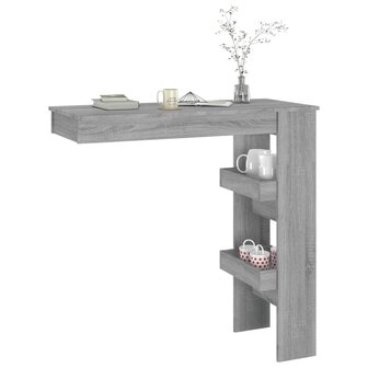 Bartafel wandgemonteerd 102x45x103,5 cm bewerkt hout grijs 7