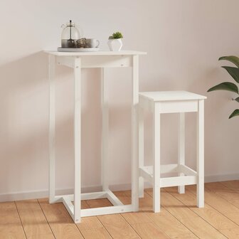 Bartafel 60x60x110 cm massief grenenhout wit 1
