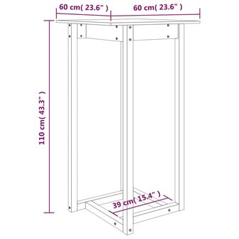 Bartafel 60x60x110 cm massief grenenhout wit 7