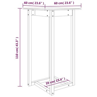Bartafel 60x60x110 cm massief grenenhout grijs 7