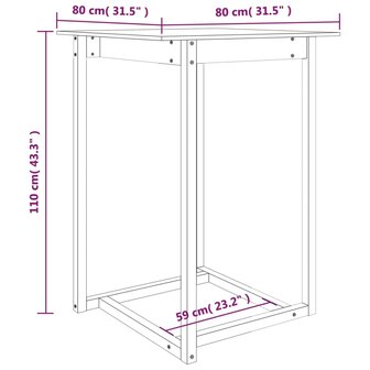 Bartafel 80x80x110 cm massief grenenhout 7