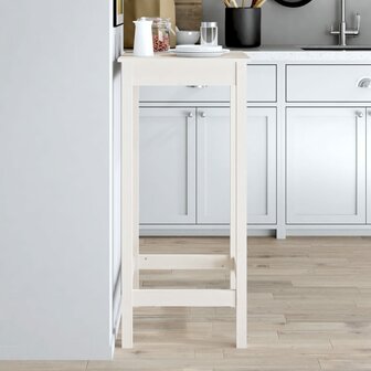 Bartafel 50x50x110 cm massief grenenhout wit 1