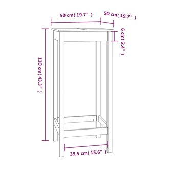 Bartafel 50x50x110 cm massief grenenhout wit 8
