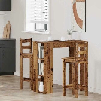 Bartafel met schap 102x50x103,5 cm bewerkt hout oud houtkleurig 3