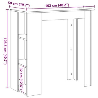 Bartafel met schap 102x50x103,5 cm bewerkt hout oud houtkleurig 9