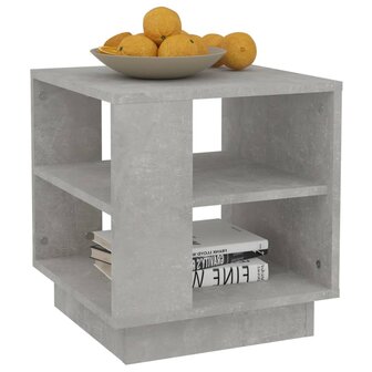 Salontafel 40x40x43 cm bewerkt hout betongrijs 4