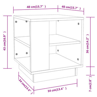 Salontafel 40x40x43 cm bewerkt hout betongrijs 7