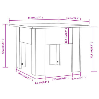 Salontafel 55x55x42 cm spaanplaat bruin eikenkleur 6