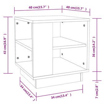 Salontafel 40x40x43 cm bewerkt hout bruin eikenkleur 7