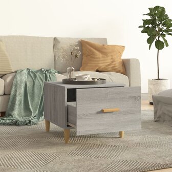 Salontafel 50x50x40 cm bewerkt hout grijs sonoma eikenkleurig 3