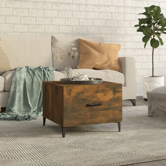 Salontafel met metalen poten 50x50x40 cm gerookt eikenkleurig 1