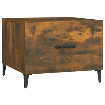 Salontafel met metalen poten 50x50x40 cm gerookt eikenkleurig 2
