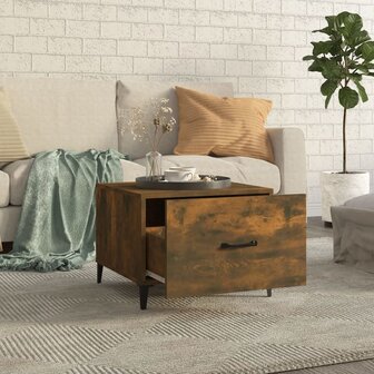 Salontafel met metalen poten 50x50x40 cm gerookt eikenkleurig 3