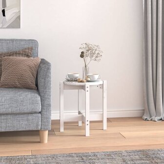 Salontafel &Oslash; 42,5x45 cm massief grenenhout wit 1