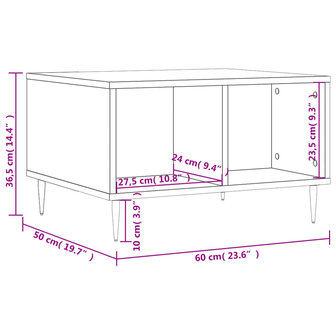 Salontafel 60x50x36,5 cm bewerkt hout zwart 9