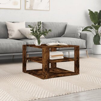 Salontafel 59,5x59,5x40 cm bewerkt hout gerookt eikenkleurig 1