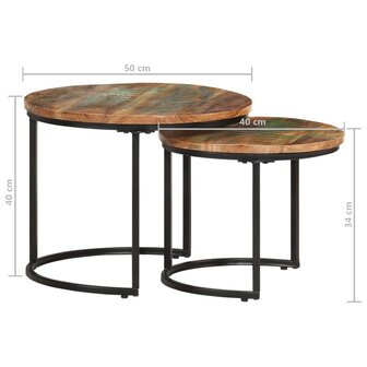 2-delige Tafeltjesset massief gerecycled hout 8