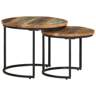 2-delige Tafeltjesset massief gerecycled hout 9
