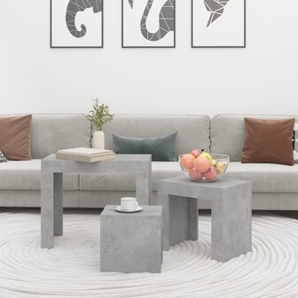 3-delige Tafeltjesset bewerkt hout betongrijs 7